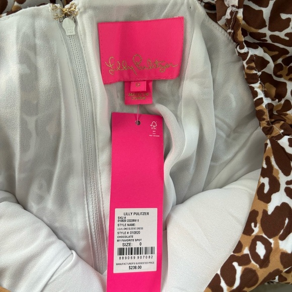 NWT Lily Pulitzer Lila Long Sleeve Dress Animal Print Wrap Tie Sweetheart Size 0 - Picture 9 of 10